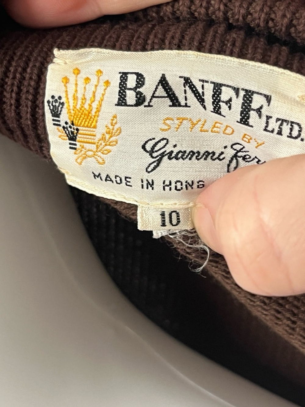 Vintage Banff Brown Cardigan Sweater Open Front Wool Blend Womens Size 10 - Picture 5 of 9